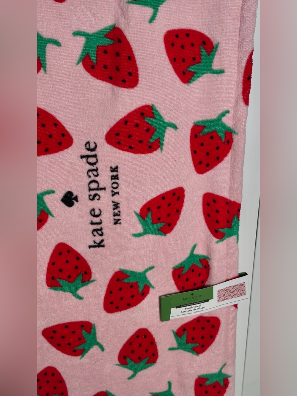 kate spade - Pink Strawberry Summer Print Beach Towel - Picture 3 of 9
